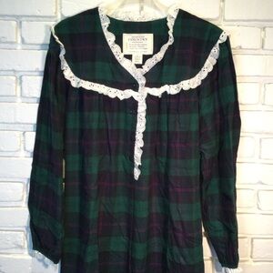 Vtg VS Authentic Country Cottons Tartan Plaid Nightgown L NWT
